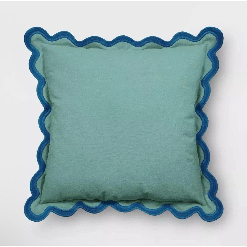 20”x20” Green Scalloped Square Outdoor Throw Pillow – Threshold Patio Cushion